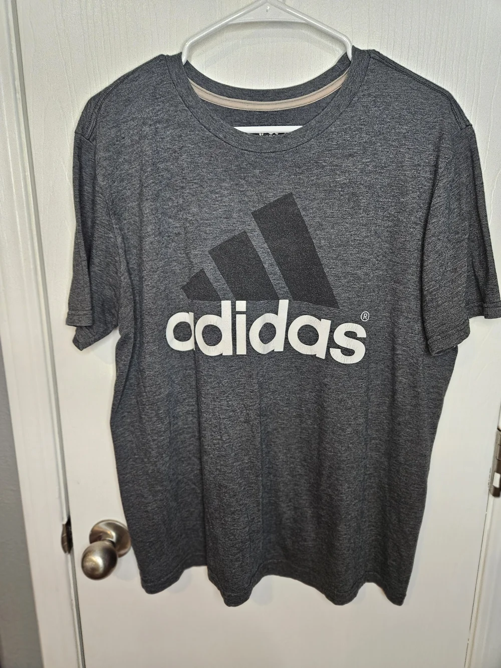 adidas Heather Charcoal Short Sleeve Logo Tee